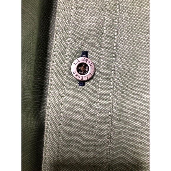 L.L.Bean Mens 100% Cotton XL Regular Fit Green Button Down Shirt Long Sleeve - Picture 14 of 16